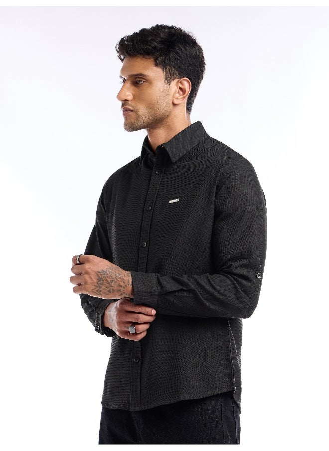 Black Waffle Texture Shirt