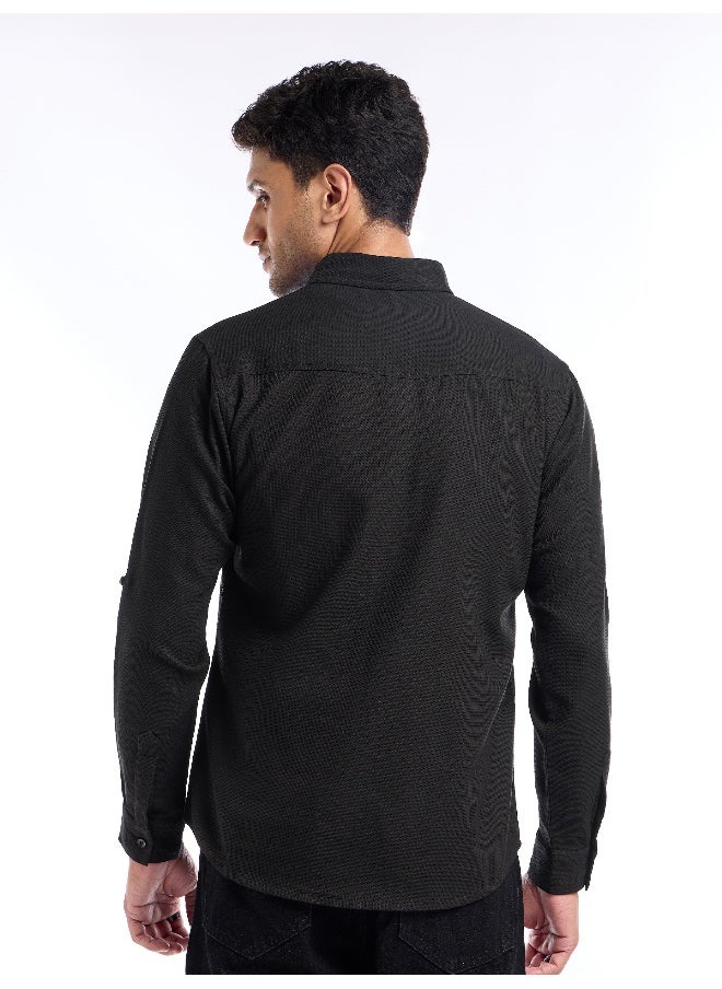 Black Waffle Texture Shirt