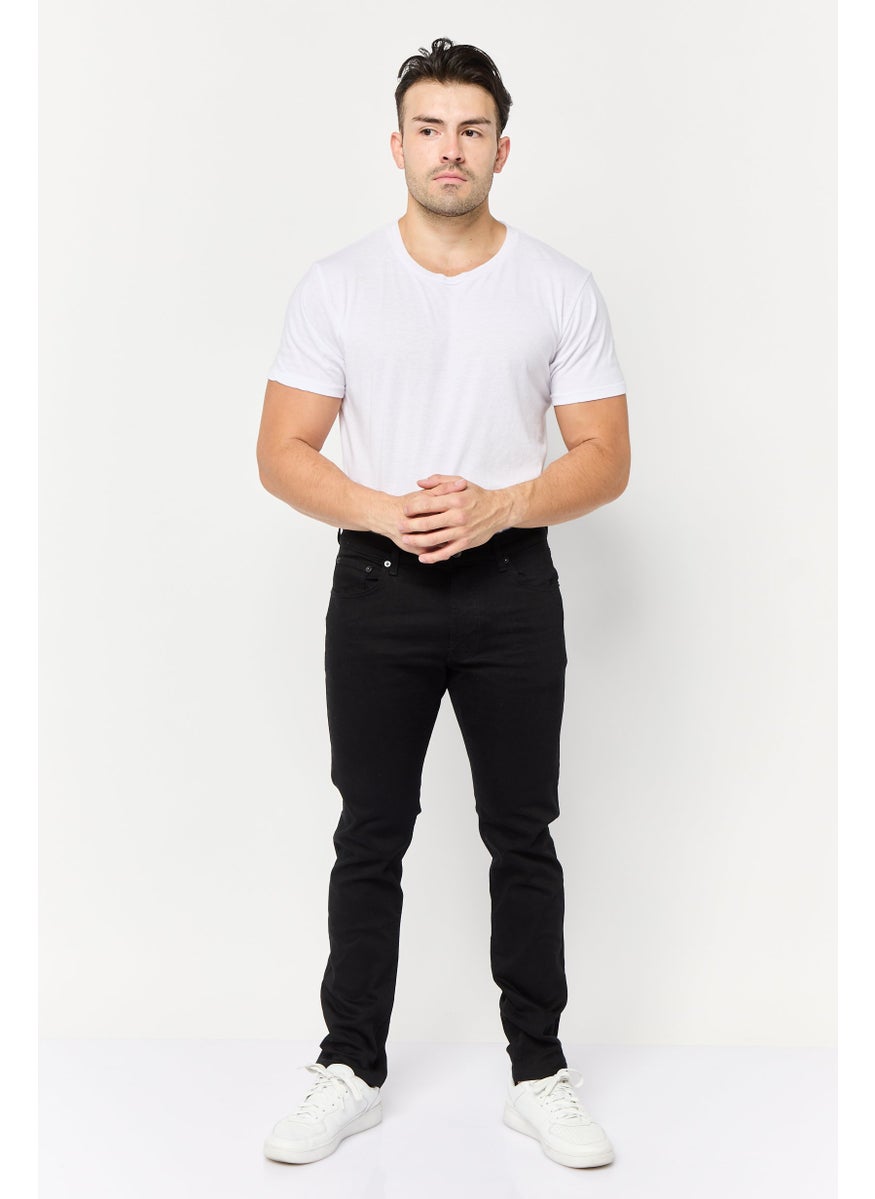 Men Slim Fit Plain Stretchable Jeans, Black