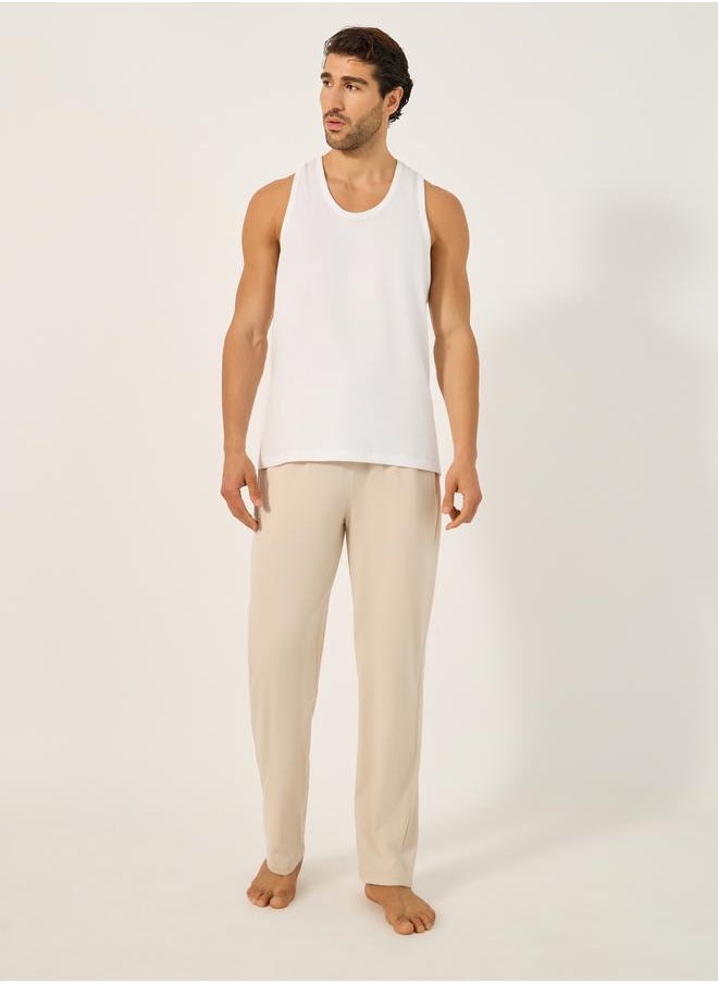 Pack of 2 - Solid Open Hem Pyjama with Drawstring