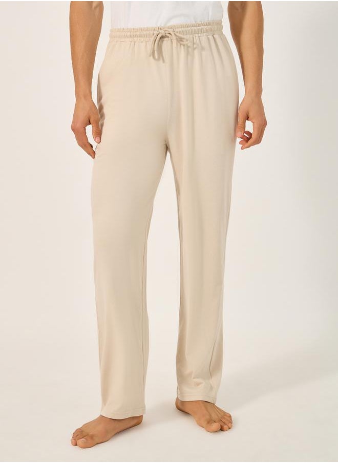 Pack of 2 - Solid Open Hem Pyjama with Drawstring