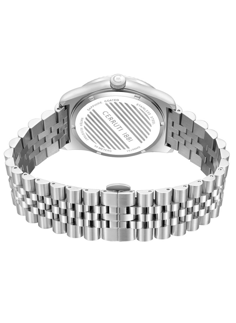 Women's Chienti Analog Watch - Silver Sunray Dial, Swarovski Crystal Markers, Arabic date and day