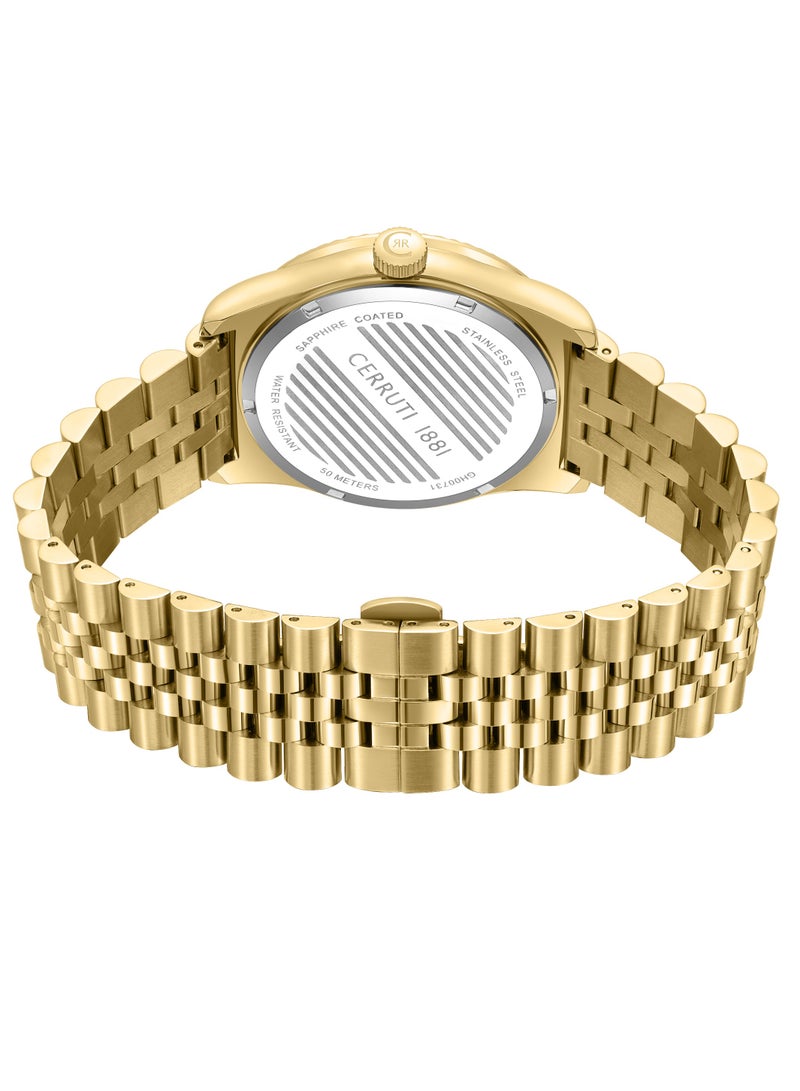 Women's Chienti  Watch - Champagne Sunray Dial, Swarovski Crystal Markers, Arabic date and day
