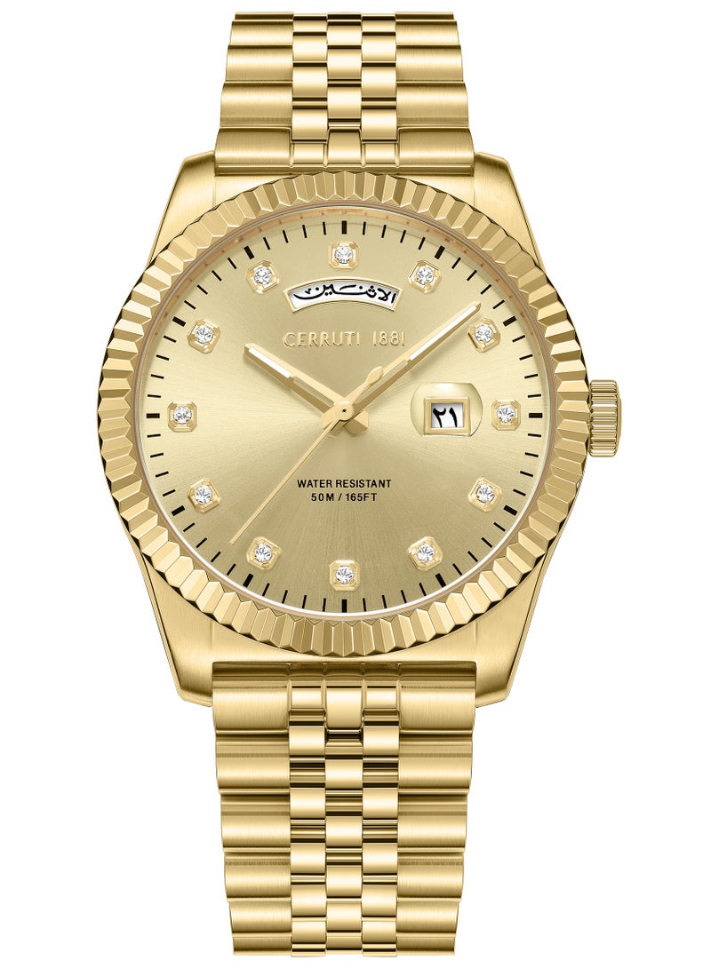 Women's Chienti  Watch - Champagne Sunray Dial, Swarovski Crystal Markers, Arabic date and day