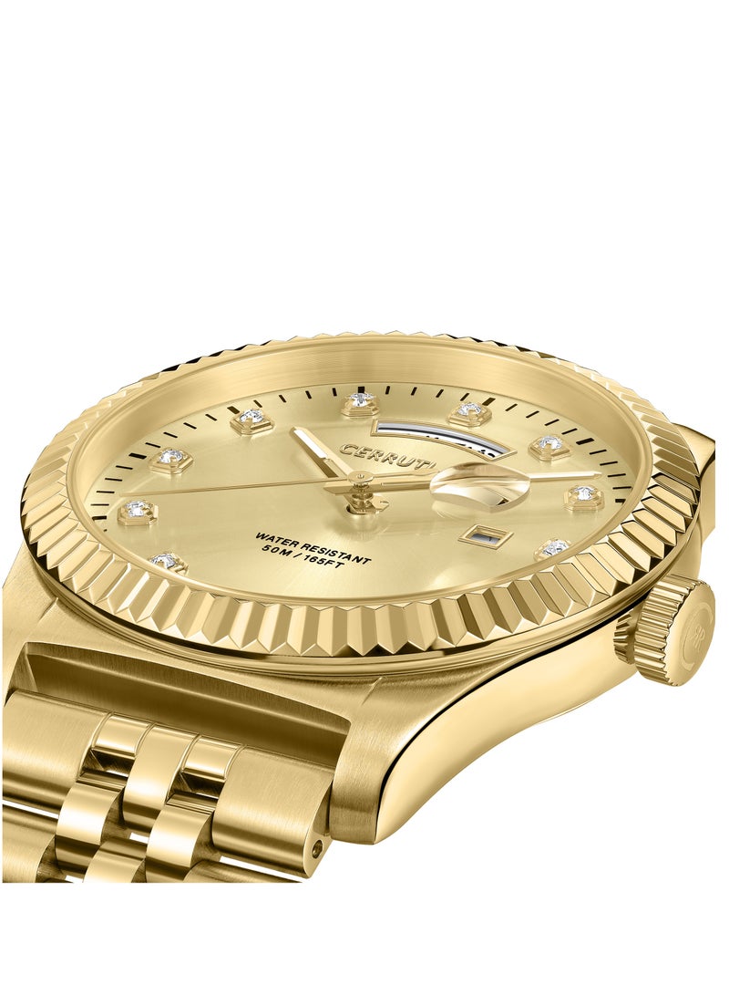 Women's Chienti  Watch - Champagne Sunray Dial, Swarovski Crystal Markers, Arabic date and day