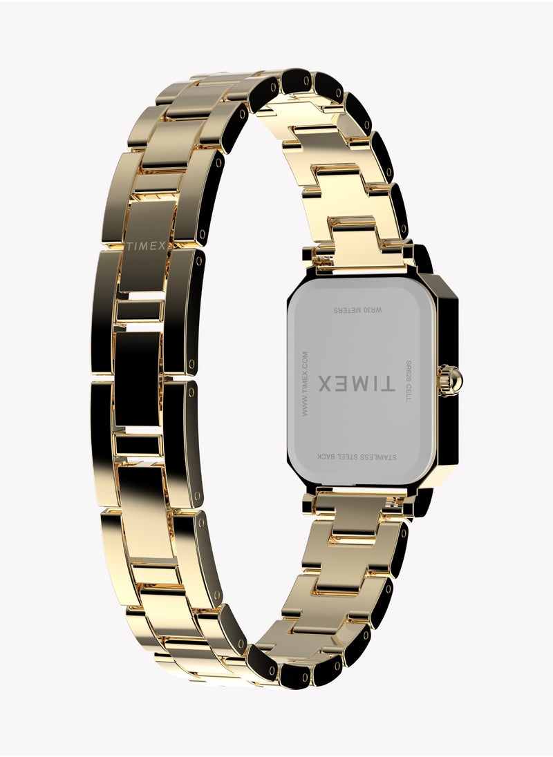 TIMEX Women's Gold Alloy Watch, Gold/White | Model TW2Y01200