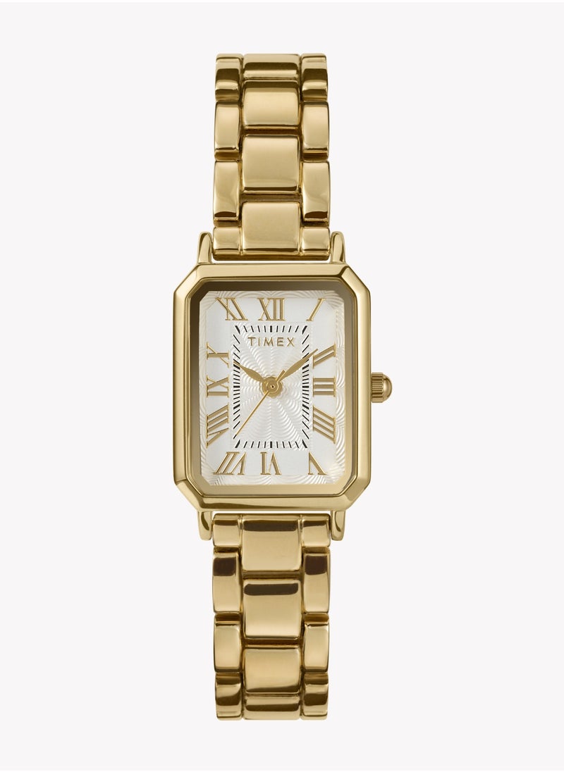 TIMEX Women's Gold Alloy Watch, Gold/White | Model TW2Y01200