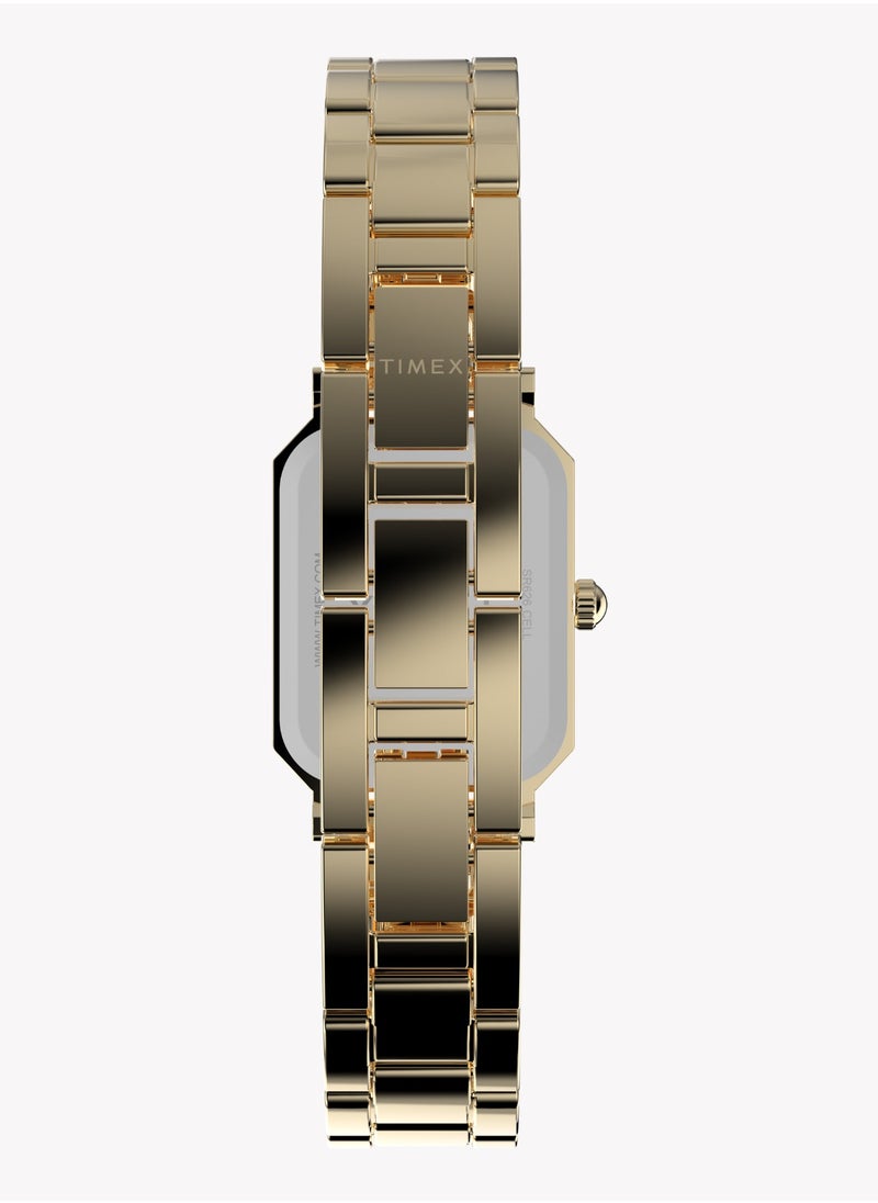 TIMEX Women's Gold Alloy Watch, Gold/White | Model TW2Y01200