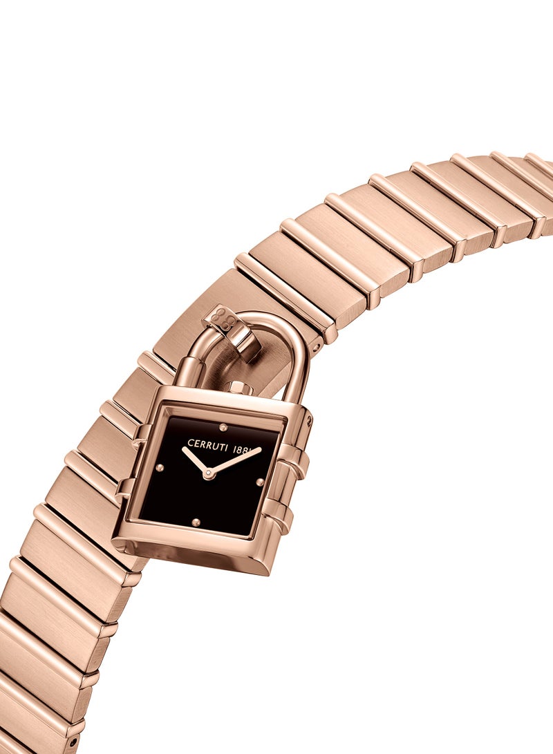 Women's Adria Analog Watch - Lock Shaped Dial, Brown Dial, Bracelet