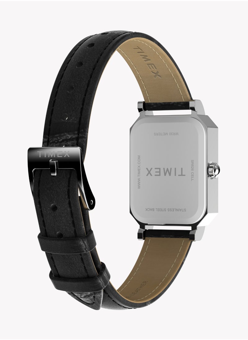 TIMEX Women's Silver/Black Leather Watch | TW2Y00800