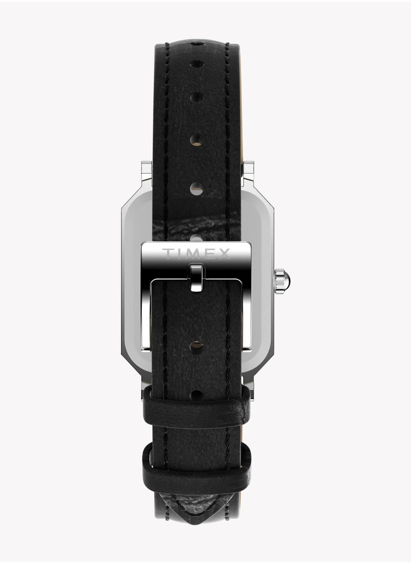TIMEX Women's Silver/Black Leather Watch | TW2Y00800