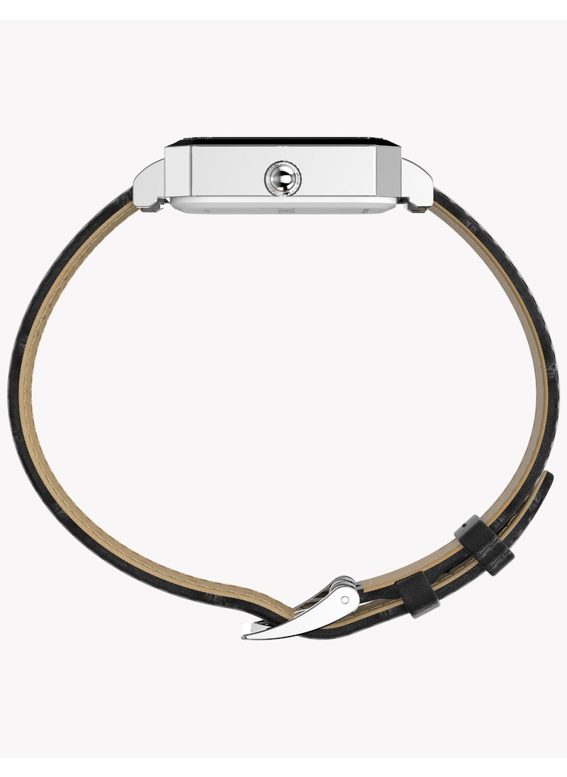 TIMEX Women's Silver/Black Leather Watch | TW2Y00800