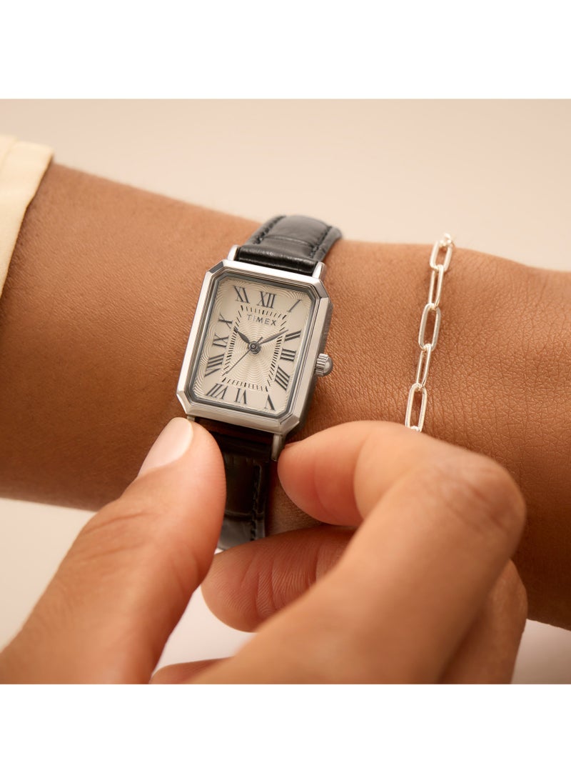 TIMEX Women's Silver/Black Leather Watch | TW2Y00800