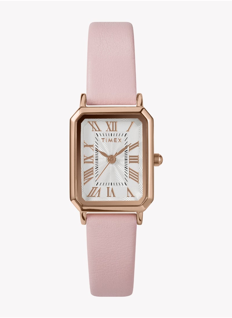 TIMEX Women's Rose Gold/Pink Leather Watch | TW2Y01100
