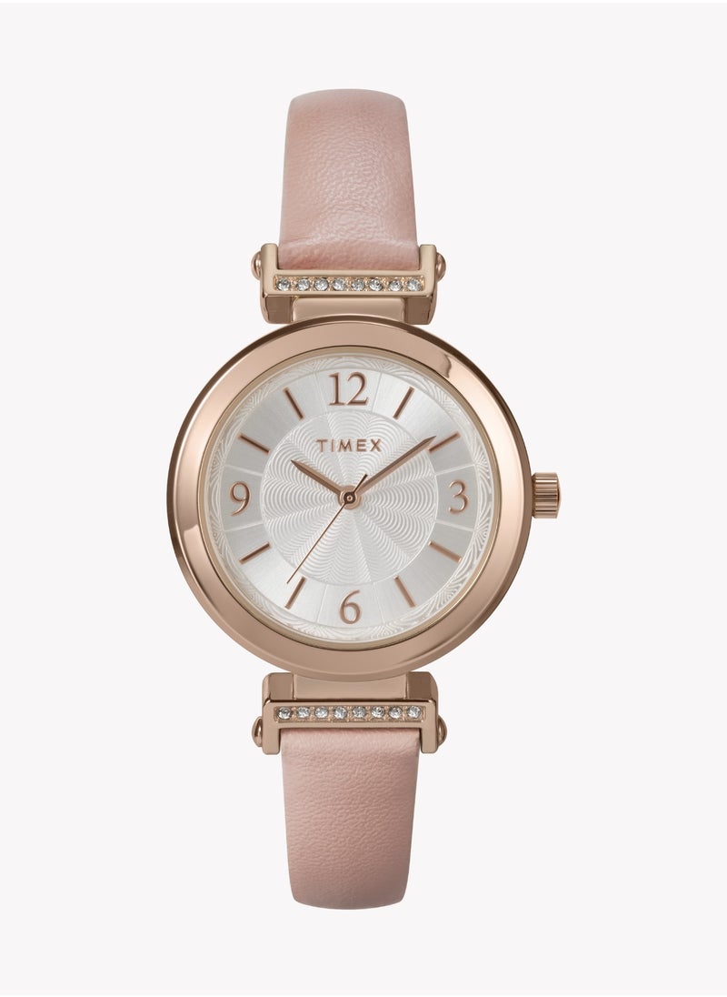 TIMEX Women's Rose Gold, Pink Leather | TW2W96300