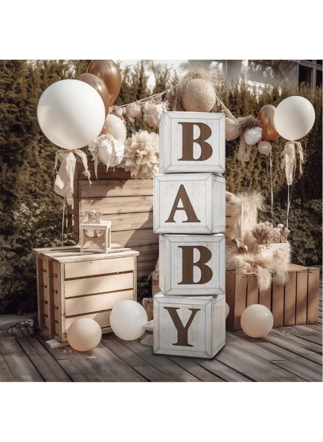 Eploger Baby Shower Boxes Decoration, Wood Grain Boxes with Baby Letters, Winnie Woodland and Teddy Bear Decorations for Boys and Girls, Baby Shower Supplies, Gender Reveal Backdrop