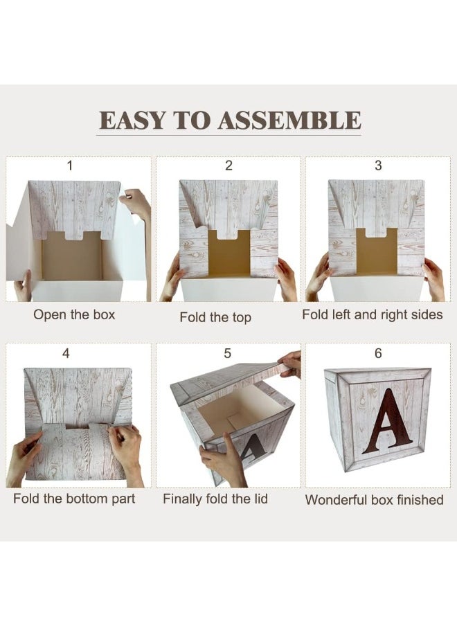 Eploger Baby Shower Boxes Decoration, Wood Grain Boxes with Baby Letters, Winnie Woodland and Teddy Bear Decorations for Boys and Girls, Baby Shower Supplies, Gender Reveal Backdrop