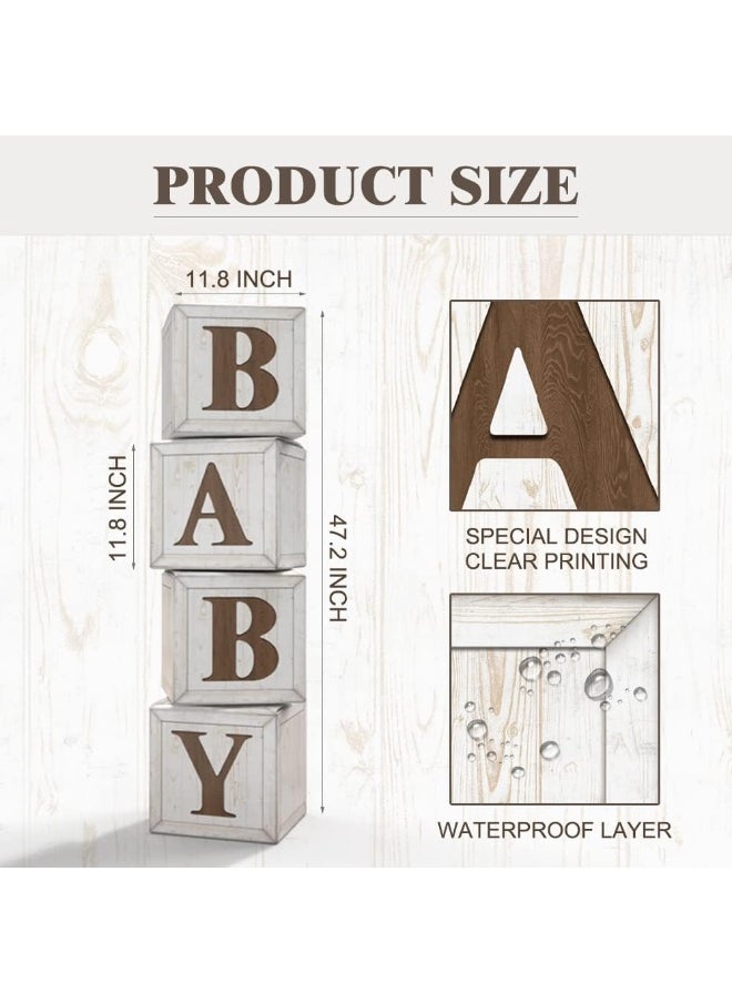 Eploger Baby Shower Boxes Decoration, Wood Grain Boxes with Baby Letters, Winnie Woodland and Teddy Bear Decorations for Boys and Girls, Baby Shower Supplies, Gender Reveal Backdrop