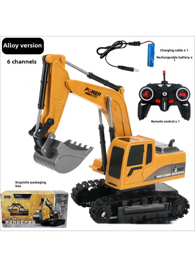 Large 2.4g Alloy Remote Control Excavator Self-dumping Truck Toy Engineering Tank Plaything Bulldozer-Color:258-1 Alloy 6-way Excavator