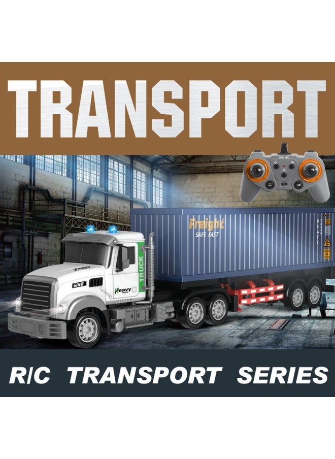 Electric Remote Control Container Trailer With Light Music Double-layer Transport Vehicle Simulation Container Children's Toy Men-Color:9006-1 Container + Assembly Car Random 1-Proportion:Package 4: 2 Lithium Battery 1 Charging Cable 1 Remote Control Battery