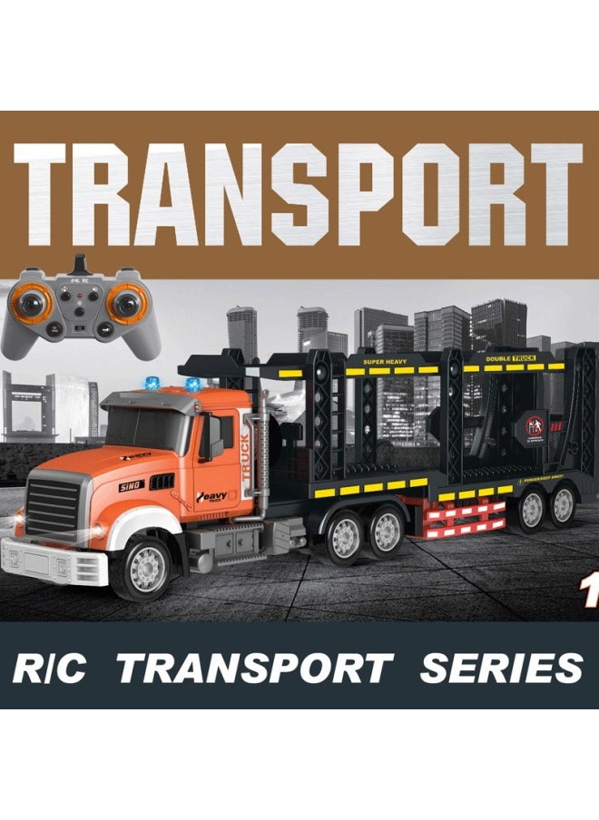 Electric Remote Control Container Trailer With Light Music Double-layer Transport Vehicle Simulation Container Children's Toy Men-Color:9006-1 Container + Assembly Car Random 1-Proportion:Package 4: 2 Lithium Battery 1 Charging Cable 1 Remote Control Battery