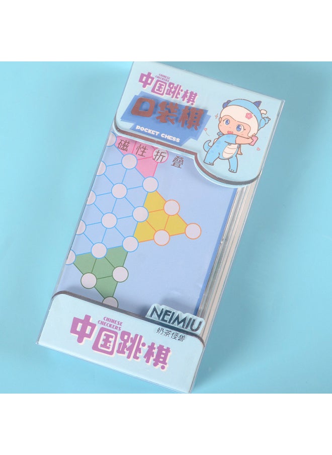 Mini Magnet Crystal Pocket Chess Folding Chess Chess Gobang Chess Flying Chess Checkers Colosseum Chess Student Toys-Color:Checkers