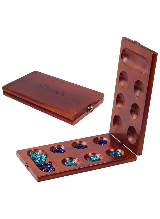 Solid Wood Gem Chess Mancala Wooden Toys Puzzle Particles Returned To The Warehouse Manufacturers Parent-child Interaction Africa-Color:Extra Large Pine Gem Chess (white Box Packaging)