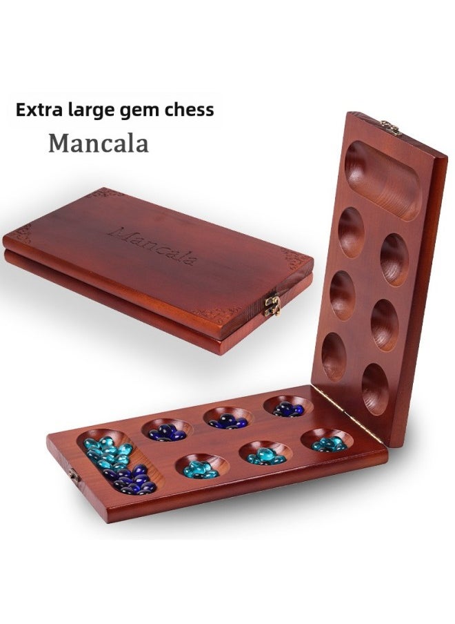Solid Wood Gem Chess Mancala Wooden Toys Puzzle Particles Returned To The Warehouse Manufacturers Parent-child Interaction Africa-Color:Extra Large Pine Gem Chess (white Box Packaging)