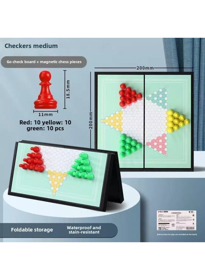 Chenguang Magnetic Gobang Chess Chess Flying Chess Checkers Colosseum Chess International Rubber Foldable Children's Educational Toys-Color:959b9 Checkers