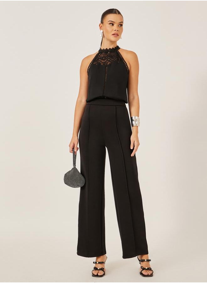 Black Lace Detail Sleeveless Top