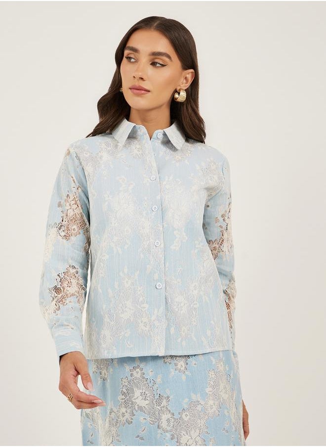 Lace Boxy Buttoned Top