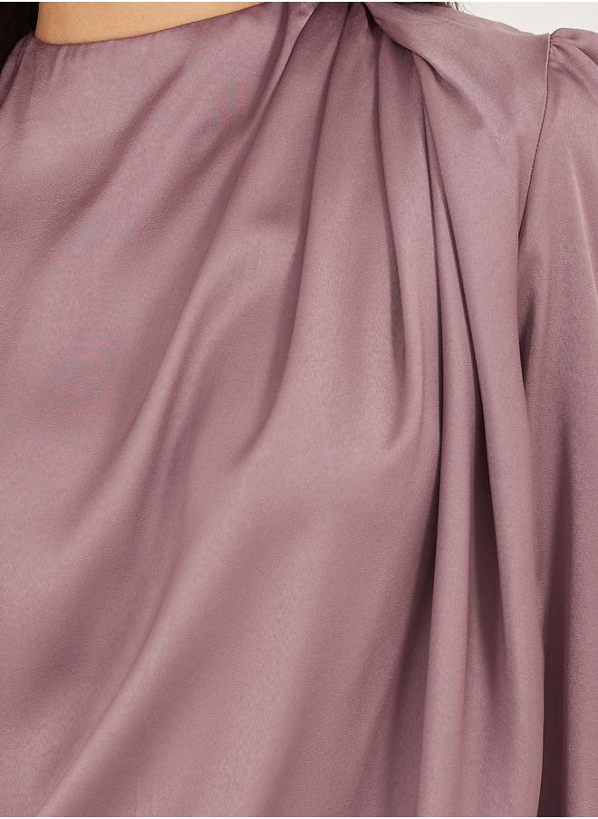 Plain High Neck Satin Top