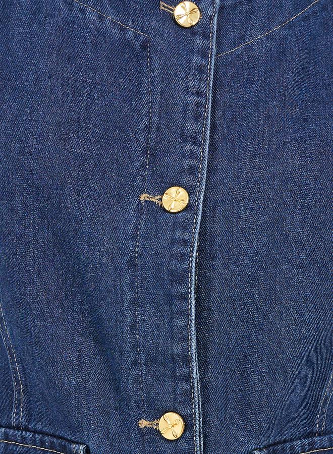 Denim Waistcoat with Pocket Detail