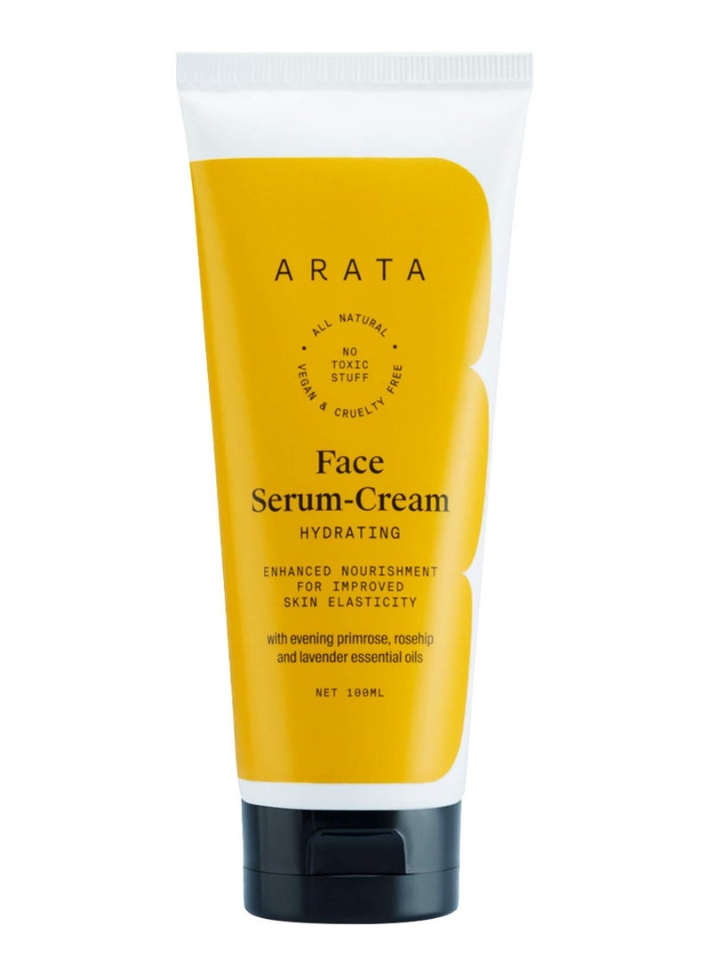Arata Natural Hydrating Anti-Ageing Face Serum-Cream with evening primrose rosehip and lavender essential oils for Skin Elasticity for Women and Men (100 ml)