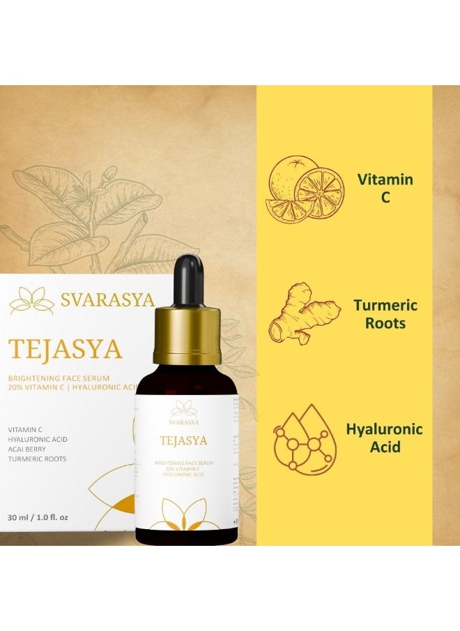 Tejasya 20% Vitamin C & Hyaluronic Acid Face Serum, Anti-pigmentation for Men & Women | 30ml