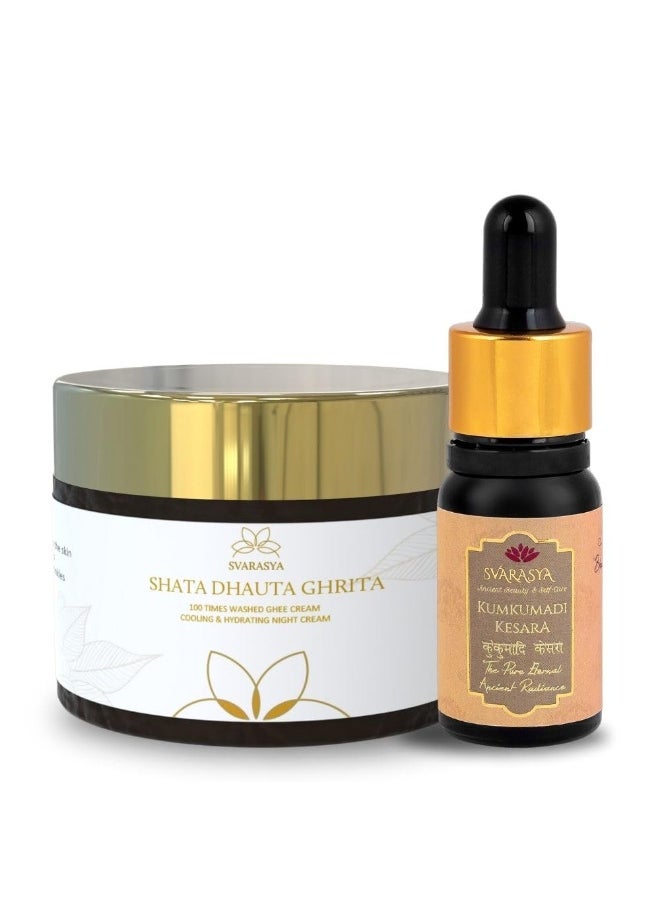 SAANJH- The Ultimate Skin Repair Combo for Radiant Skin | Shata Dhauta Ghrita (50ml) & Kumkumadi Kesara Tailam (12ml)