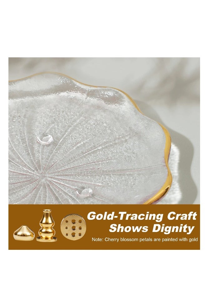Incense Holder for Sticks Crystal Glass Burner Cherry Blossom Shape Three Different Types of Holes Ideal Meditation and Decoration