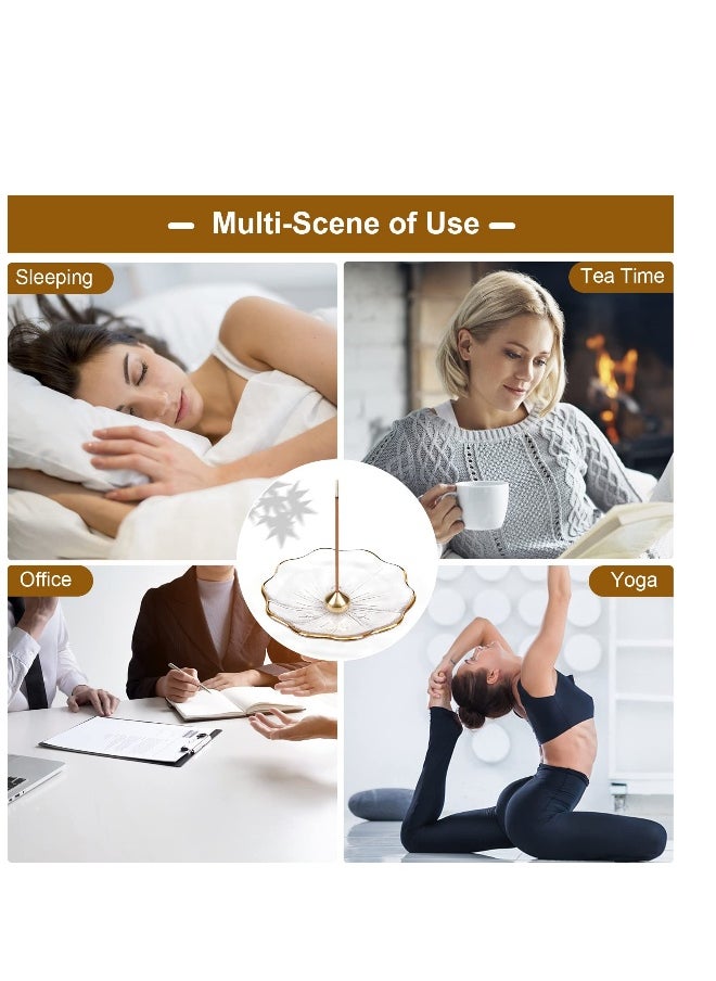 Incense Holder for Sticks Crystal Glass Burner Cherry Blossom Shape Three Different Types of Holes Ideal Meditation and Decoration