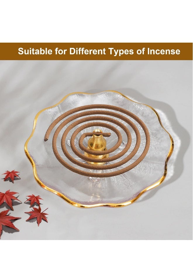 Incense Holder for Sticks Crystal Glass Burner Cherry Blossom Shape Three Different Types of Holes Ideal Meditation and Decoration