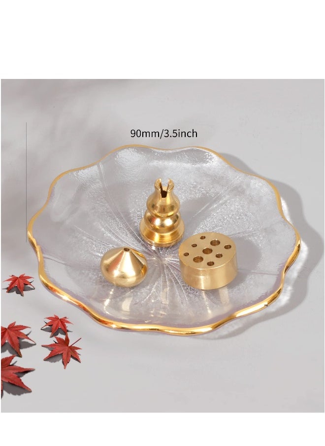 Incense Holder for Sticks Crystal Glass Burner Cherry Blossom Shape Three Different Types of Holes Ideal Meditation and Decoration
