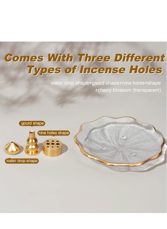 Incense Holder for Sticks Crystal Glass Burner Cherry Blossom Shape Three Different Types of Holes Ideal Meditation and Decoration