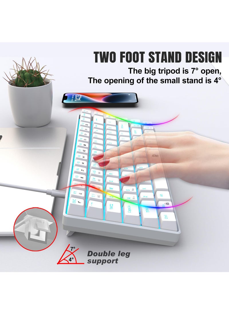 ROCK POW 84 Keys 70% Mechanical Gaming Keyboard Ice  Blue Backlit Ultra-Compact Mini Compact Keyboard for PC/Mac Gamer Typist Easy Carry on Trip Red Switch