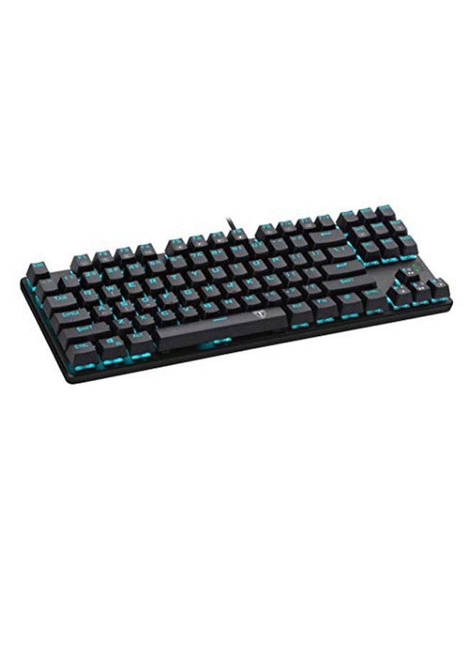 ROCK POW 87 Keys Mechanical Gaming Keyboard With Ice Blue LED Backlit Quick Response USB Wired E-sport Waterproof 87 Keys Keyboard For Windows/MacOS/Android And PC Gamers Hot Swappable Blue Switch