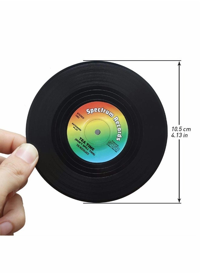 Vinyl Record Coasters 6 Pcs Retro Style Vinyl Coasters Drinks Colorful Retro Decoration for Home Office Bar Funny House Warming Gift for Music Lovers Set
