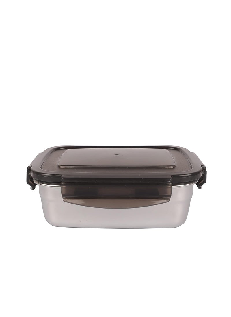 Femora High Steel Rectangle Heavy Duty Airtight Leakproof Unbreakable Lunch Box, Storage Container With Lock Lid for Office-College-School |1 Year Warranty| (Set of 1-550ml)
