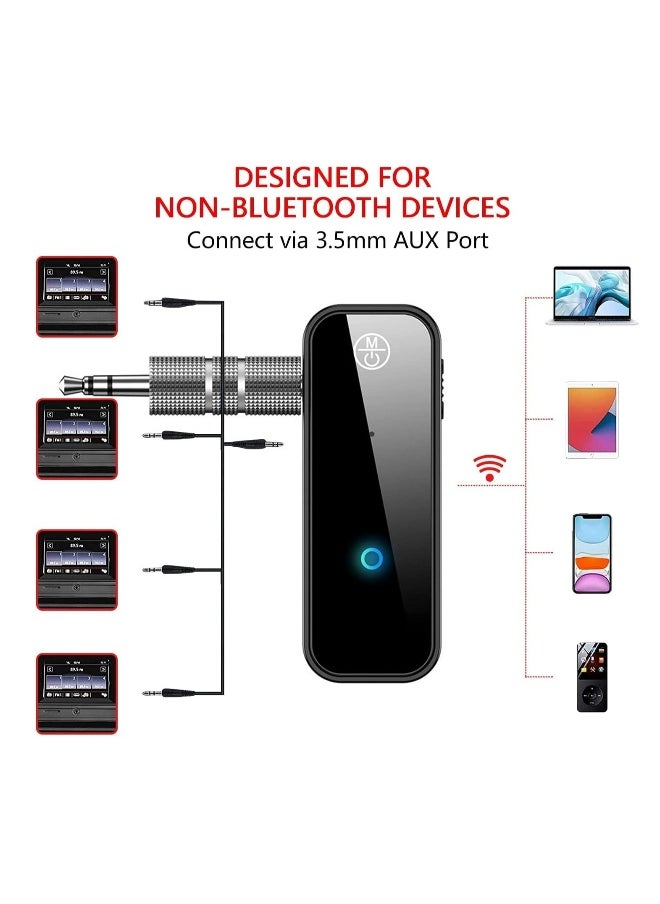 DMG Bluetooth 5.0 Receiver For Car Noise Cancelling Bluetooth AUX Adapter 3.5MM Jack Aux Receiver 2 In 1 Wireless Transmitter Suitable For Speakers Headphones Car PC