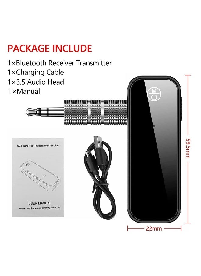 DMG Bluetooth 5.0 Receiver For Car Noise Cancelling Bluetooth AUX Adapter 3.5MM Jack Aux Receiver 2 In 1 Wireless Transmitter Suitable For Speakers Headphones Car PC