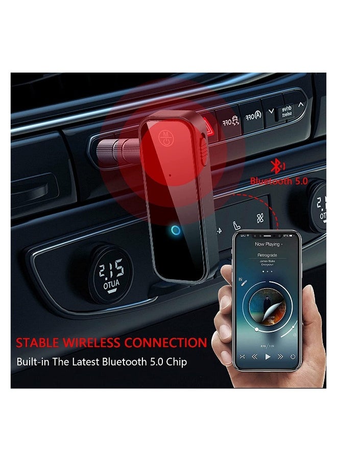 DMG Bluetooth 5.0 Receiver For Car Noise Cancelling Bluetooth AUX Adapter 3.5MM Jack Aux Receiver 2 In 1 Wireless Transmitter Suitable For Speakers Headphones Car PC