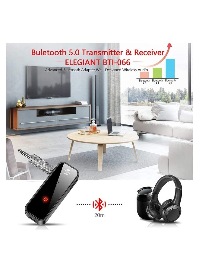 DMG Bluetooth 5.0 Receiver For Car Noise Cancelling Bluetooth AUX Adapter 3.5MM Jack Aux Receiver 2 In 1 Wireless Transmitter Suitable For Speakers Headphones Car PC