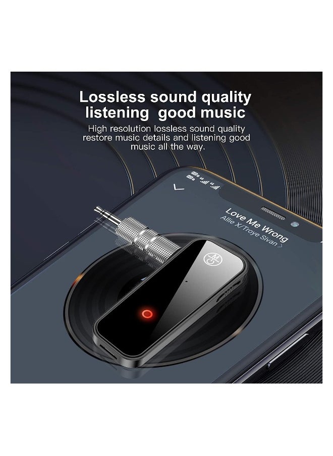 DMG Bluetooth 5.0 Receiver For Car Noise Cancelling Bluetooth AUX Adapter 3.5MM Jack Aux Receiver 2 In 1 Wireless Transmitter Suitable For Speakers Headphones Car PC